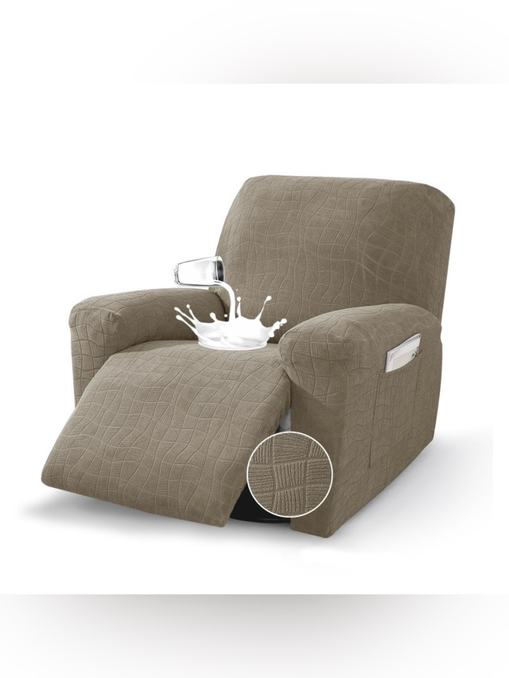 WATERPROOF Recliner Chair Slipcover with Pockets 3pcs - KHAKI